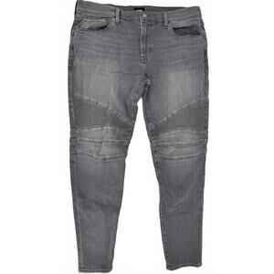 Hudson jeans Men's Ethan Topstitched Biker moto Jeans gray  38x30